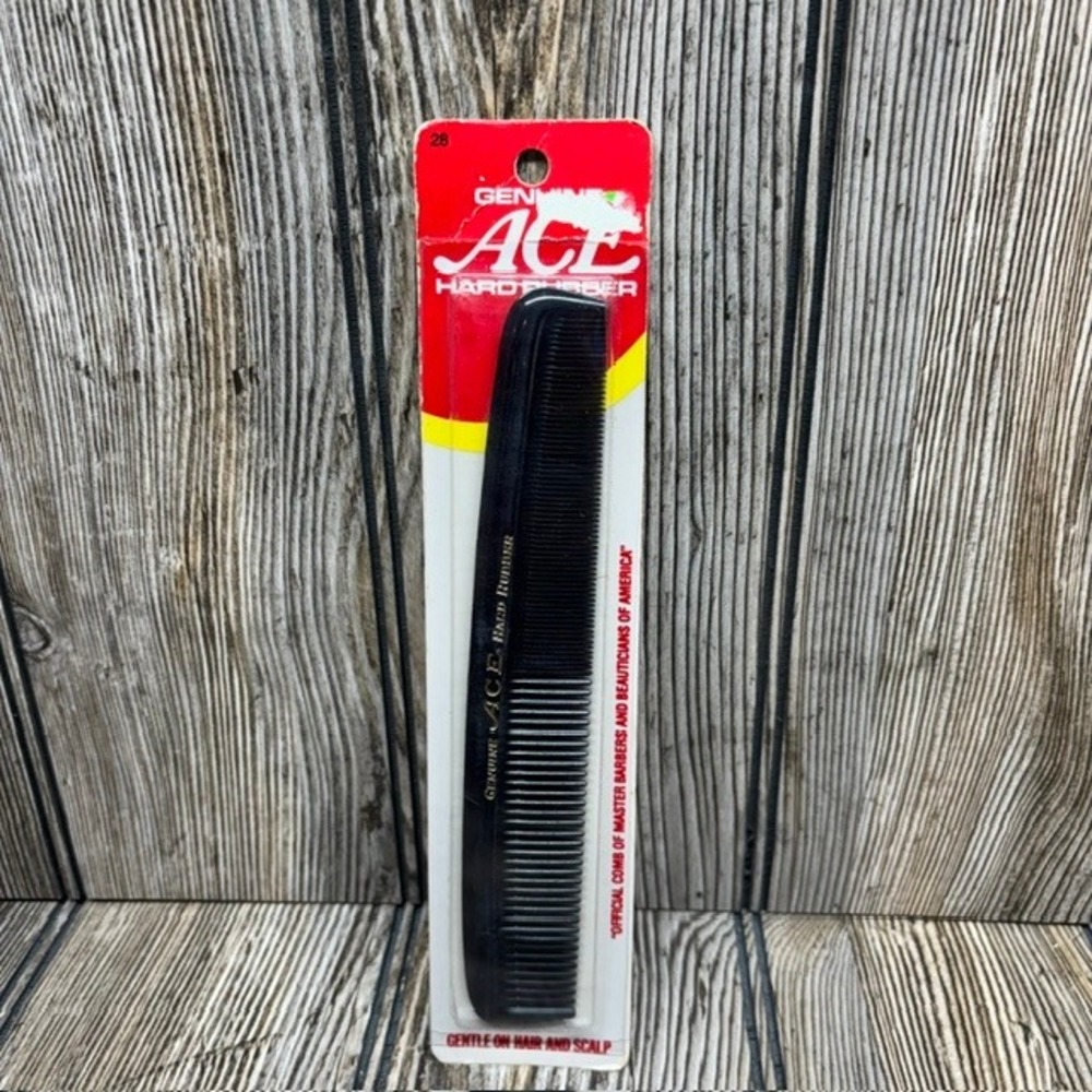 Vintage Genuine Ace Hard Rubber Comb 7" Black New Old Stock